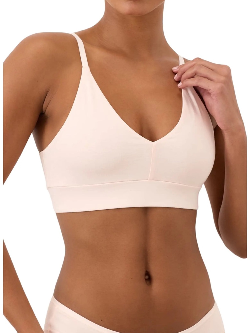 Pact Soft V-Neck Bralette in Pale Pink
